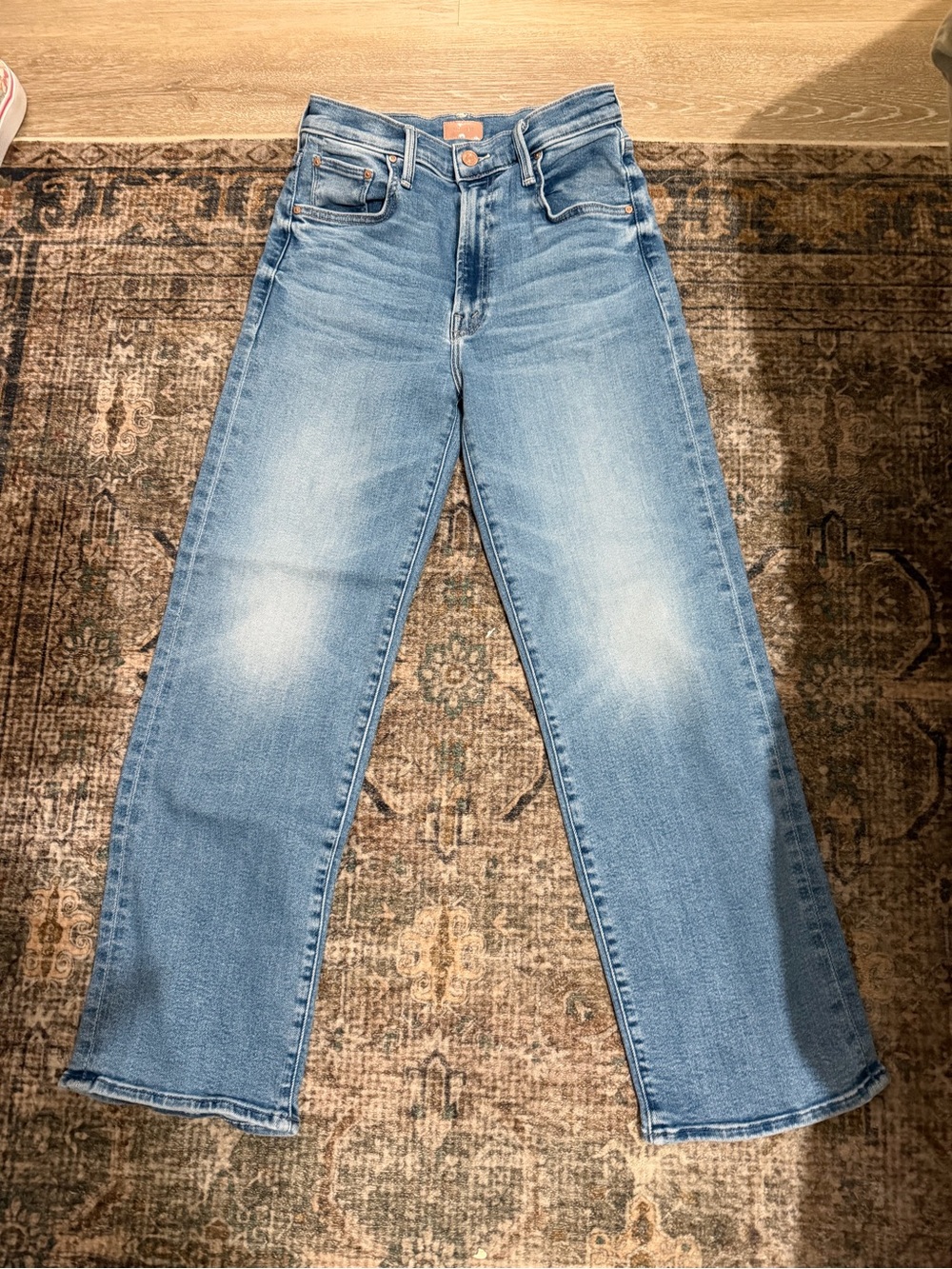 MOTHER Lil’ rambler zip flood jeans Petite High-Rise Straight Jeans in Blue - Picture 5 of 9